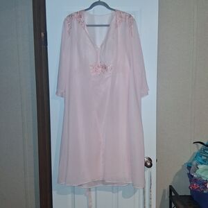 Elegant Pink Sheer Robe Over Gown